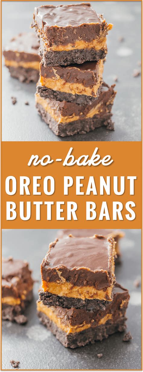 No Bake Oreo Peanut Butter Bars With Chocolate Chips