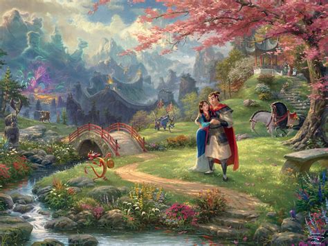 Thomas Kinkade Disney - Mulan - 750 Piece Puzzle - Ceaco.com This walt disney characters photo might contain fire, flames, and inferno.