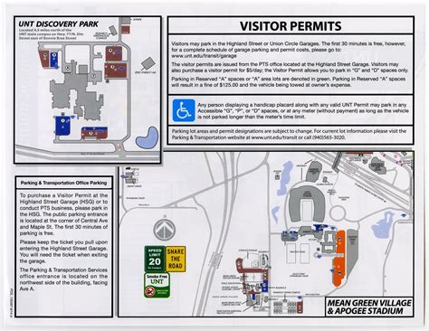 University Of North Texas Campus Map Parking Map 2014 2015 Side