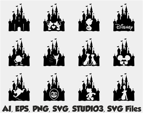51 Disney Castle Silhouettes Svg Cut Files Vector Clip Etsy New Zealand