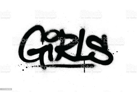 Graffiti Girls Word Sprayed In Black Over White Stock Illustration