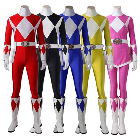 Power Rangers Costume Mighty Morphin Cosplay Suits Deluxe Version