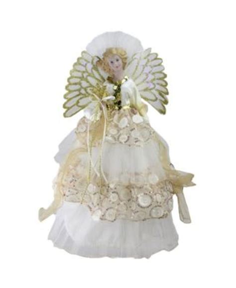 Northlight 16 Lighted Fiber Optic Angel In Cream And Gold Sequined