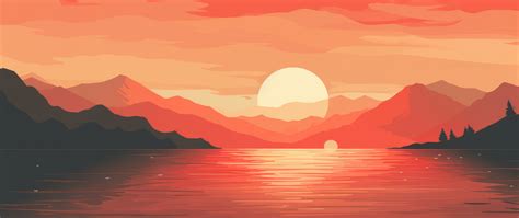 2560x1080 Resolution Artistic Minimal Sunset Hd Red Clouds 2560x1080