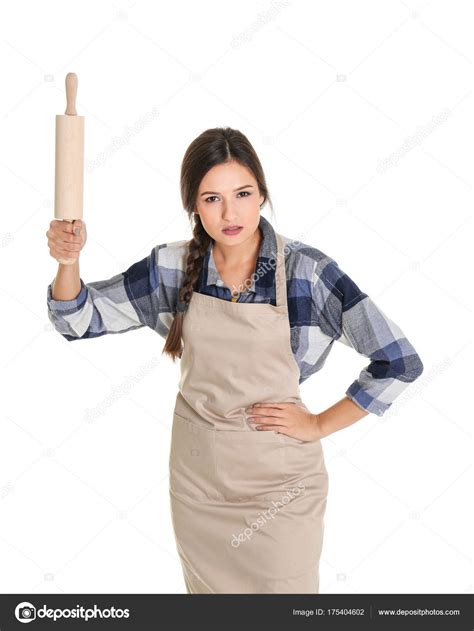 Angry Woman With Rolling Pin Stock Photo Image By Belchonock