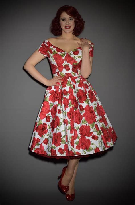 Fatale 1950s Style Prom Dress In Red And White Sorrento