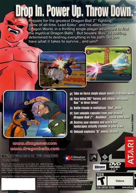 As well as including the regular punch and kick buttons, there is the ability to shoot ki blasts, which can also be used in specific special moves. Dragon Ball Z Budokai 2 Sony Playstation 2 Game