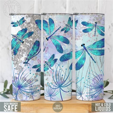 Dragonflies Tumbler With Straw Winter Tumbler Christmas T Etsy