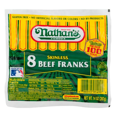 Save On Nathan S Famous Beef Franks Skinless Ct Order Online Delivery Giant