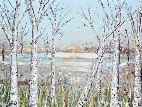 Original Art Abstract Painting Birch Trees Landscape Aspens Wall Art