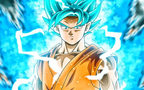 Download Wallpapers K Blue Goku Blue Lightings Artwork Super Saiyan Blue DBS Manga