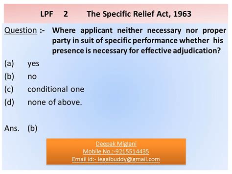Legal Point The Specific Relief Act 1963