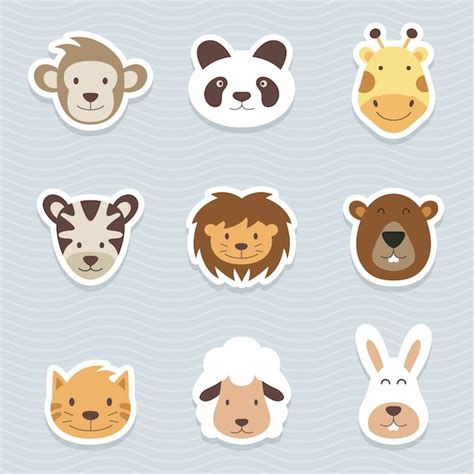 Premium Vector Cute Set Of Cartoon Animals Stickers