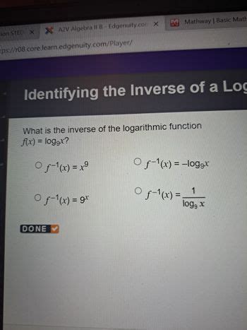 Answered What Is The Inverse Of The Logarithmic Bartleby