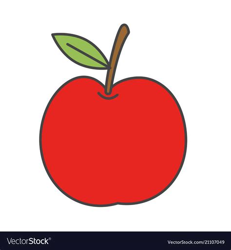 Cartoon Simple Red Apple Isolated Royalty Free Vector Image