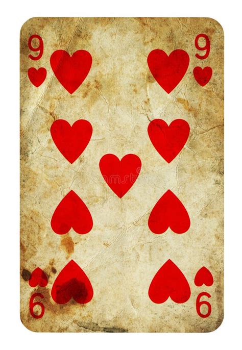 Nine Of Hearts Playing Card Isolated On White Stock Illustration