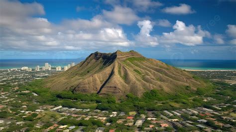 Honolulu Aerial View Of Waikiki Beach And Mountain Background Pictures