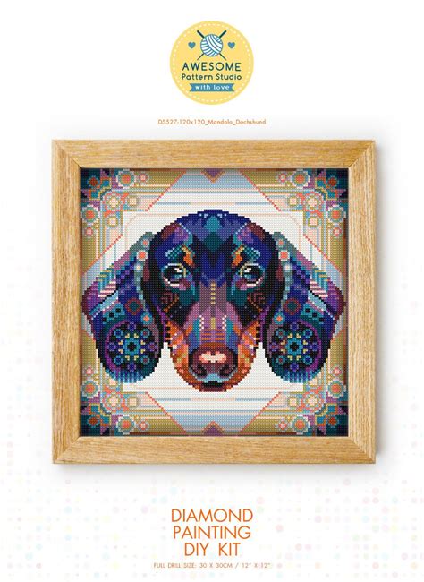 Mandala Dachshund Ds527 Diamond Painting Diy Kit Dog Etsy