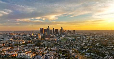 Premium Photo Aerial Drone Shot Flying On Downtown Los Angeles Urban