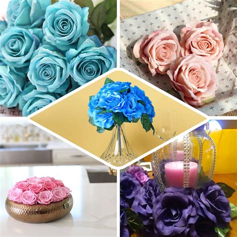14 Royal Blue Velvet Roses Artificial Flower Bouquet Tableclothsfactory