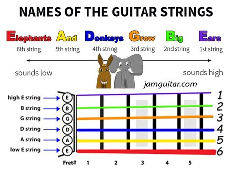 Names Of Guitar Strings Color Children In Homes Music Lessons