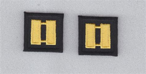 2 Capt Captain Gold On Black Rank Insignia Collarlapel Patches 125