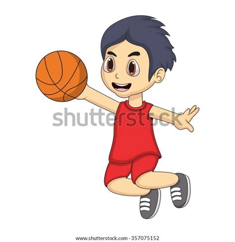 Little Boy Playing Basketball Cartoon Vector Stock Vector Royalty Free