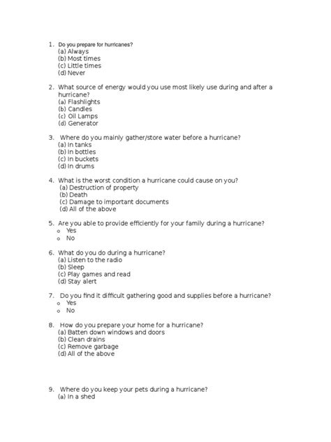 Geography Csec Sba Questionnaire Sample Disaster And Accident Nature