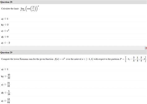 Solved: Calculate The Limit: Limxrightarrowinfinity (cos(2... | Chegg.com