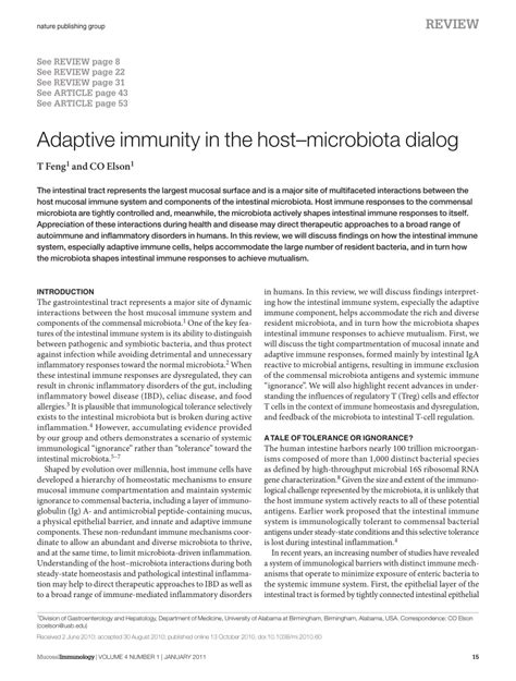 Pdf Adaptive Immunity In The Host Microbiota Dialogue