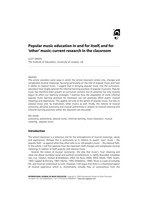 Pdf Popular Music Education In And For Itself And For ‘other Music