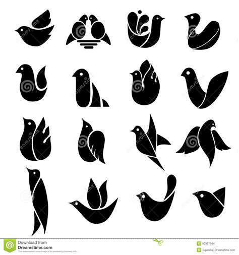 Set Of Images Of Birds Simple Symbols Stock Vector