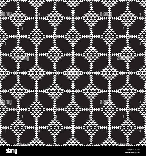 Seamless Black And White Triangles Mosaic Patterns Abstract Geometric