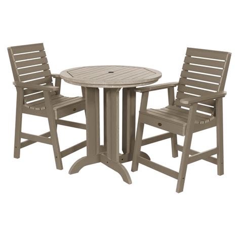 Highwood Weatherly 3 Piece Brown Bar Height Patio Set In The Patio