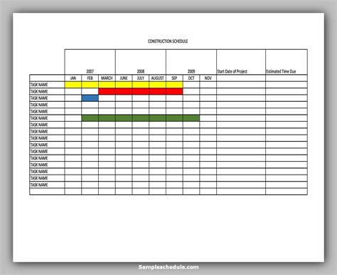 18 Construction Work Schedule Template Sample Schedule