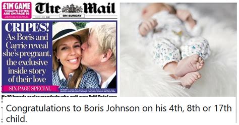 Prime minister boris johnson and his fiancée carrie symonds have just announced the birth of their son. Our 11 favourite reactions to Boris Johnson and Carrie ...