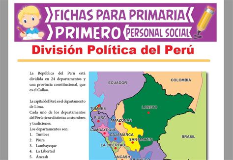 División Política Del Perú Para Primer Grado De Primaria Actividades