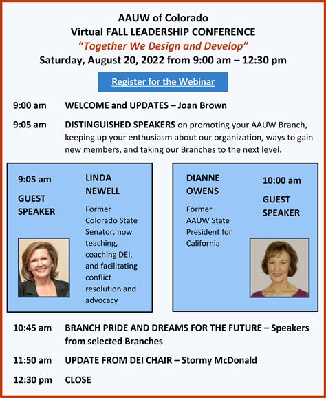Aauw August 20 Aauw Of Colorado Fall Leadership Conference Longmont