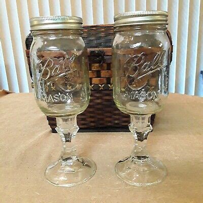 Set Of 2 Redneck Hillbilly Mason Jar Glass Wine Glasses Stemmed