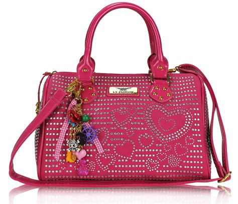 Wholesale Bag Pink Heart Diamante Tote Bag With Charm