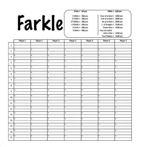 Declarative Printable Farkle Score Sheets Alma Website