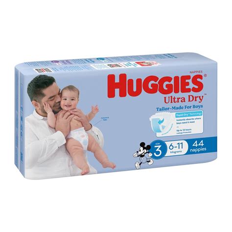 Buy Huggies Ultra Dry Nappies Size 3 Boy 6 11kg Bulk 44 Pack Online