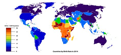 Countries by crude birth rate in 2014 | Fertility rate, Birth rate ...