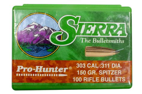 Sierra Bullets 303 Cal 311 Diameter 150 Gr Prohunter Spitzer 100box