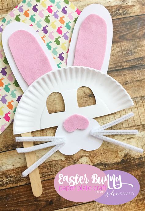 Easter Bunny Paper Plate Mask Craft Easy Easter Craft