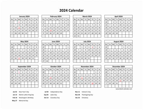 2024 National Holiday Calendar Mag Kylynn