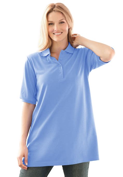 Woman Within Woman Within Womens Plus Size Elbow Sleeve Polo Shirt