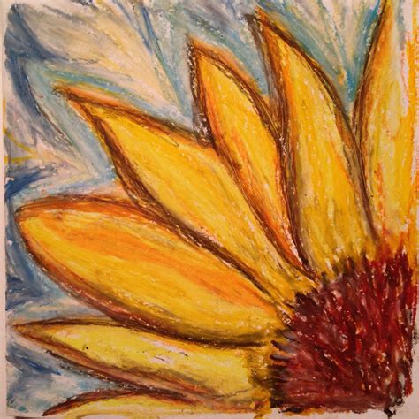 Sunflower Abstract Oil Pastel Drawing By Onny Artbyonny Oil Pastel
