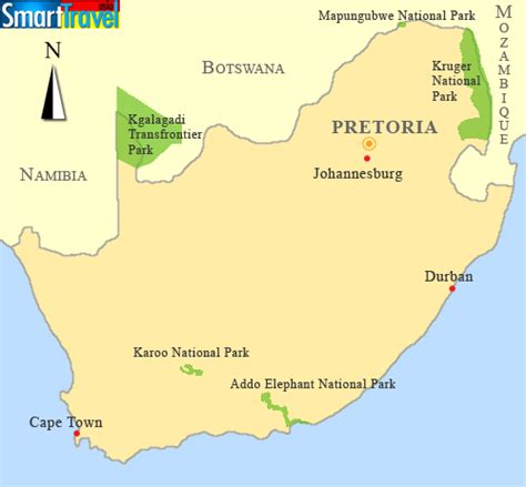 Detailed A4 Printable Map Of South African Game Parks Listing Popular