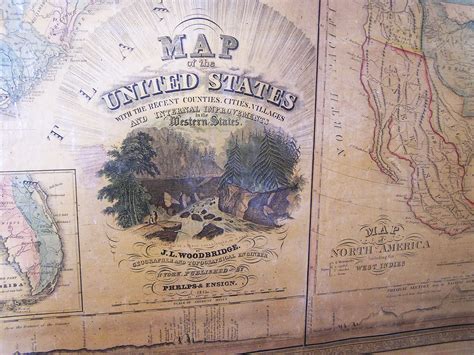 An 1845 Wall Map Of The United States By Jl Woodbridge Published By